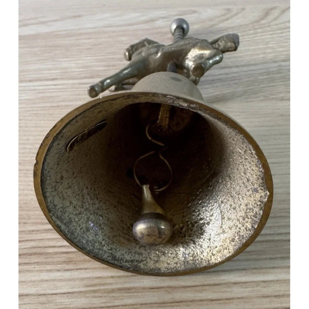 Vintage Brass Carousel Horse Desk Bell Made in Taiwan Decorative Collectible